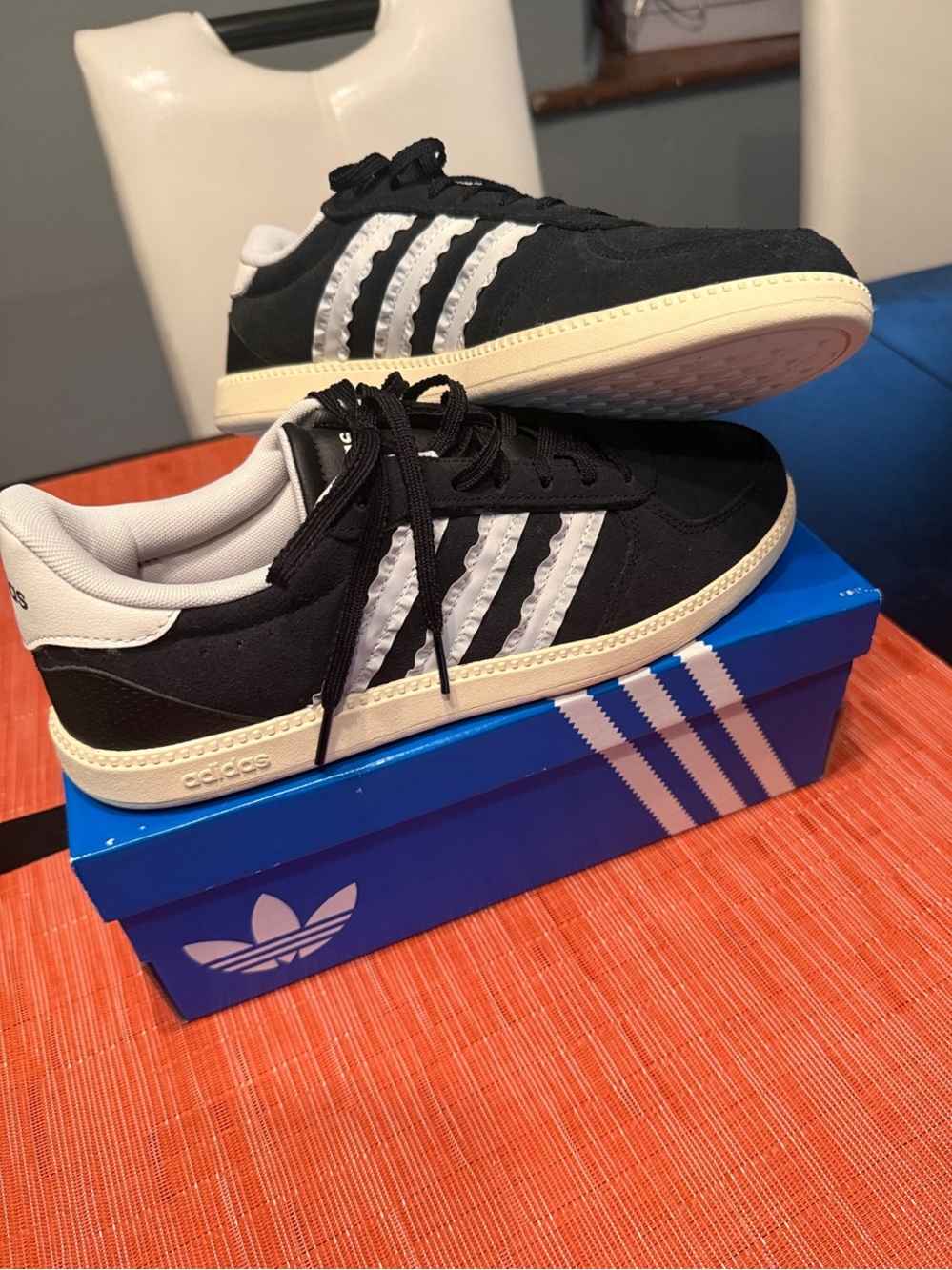 adidas Black and White Low-Top Sneakers with Cream Midsole